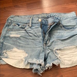 Distressed jean shorts